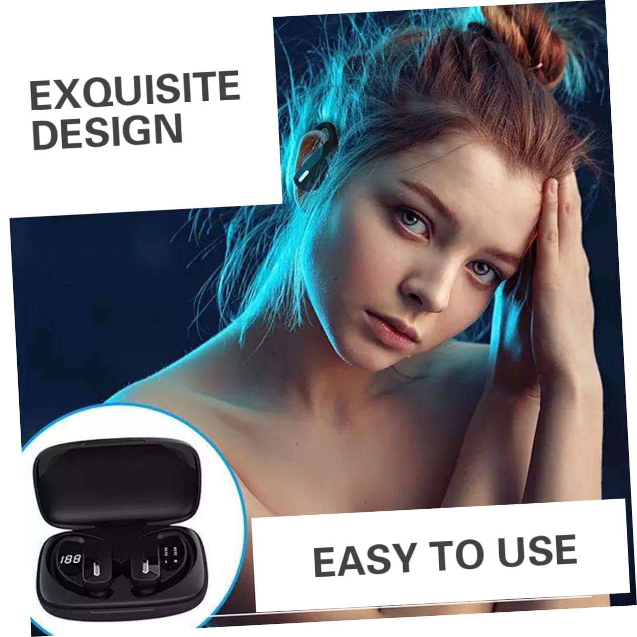 TEHAUX Auriculares Inalámbricos Supraaurales Mini para Dormir, Portátiles, Sonido sin Pérdidas, Negro, 1 Juego, en ABS y Silicona