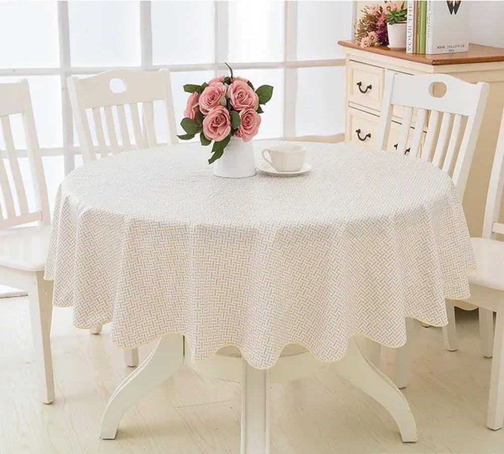 XHBYW 137-200cm PVC Hotel Waterproof and Oil Proof Large Round Tablecloth Hotel Plastic Round Table Cloth Wash Free and Scald Proof Table Cloth — image 1