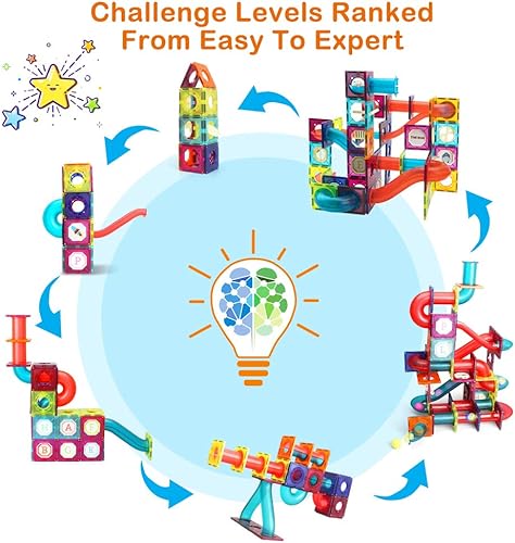 Miniatura 4 de Azulejos magnéticos, bloques magnéticos de tubo de 125 piezas para niños pequeños, juguetes de imanes transparentes 3D, juguete STEM para niños,