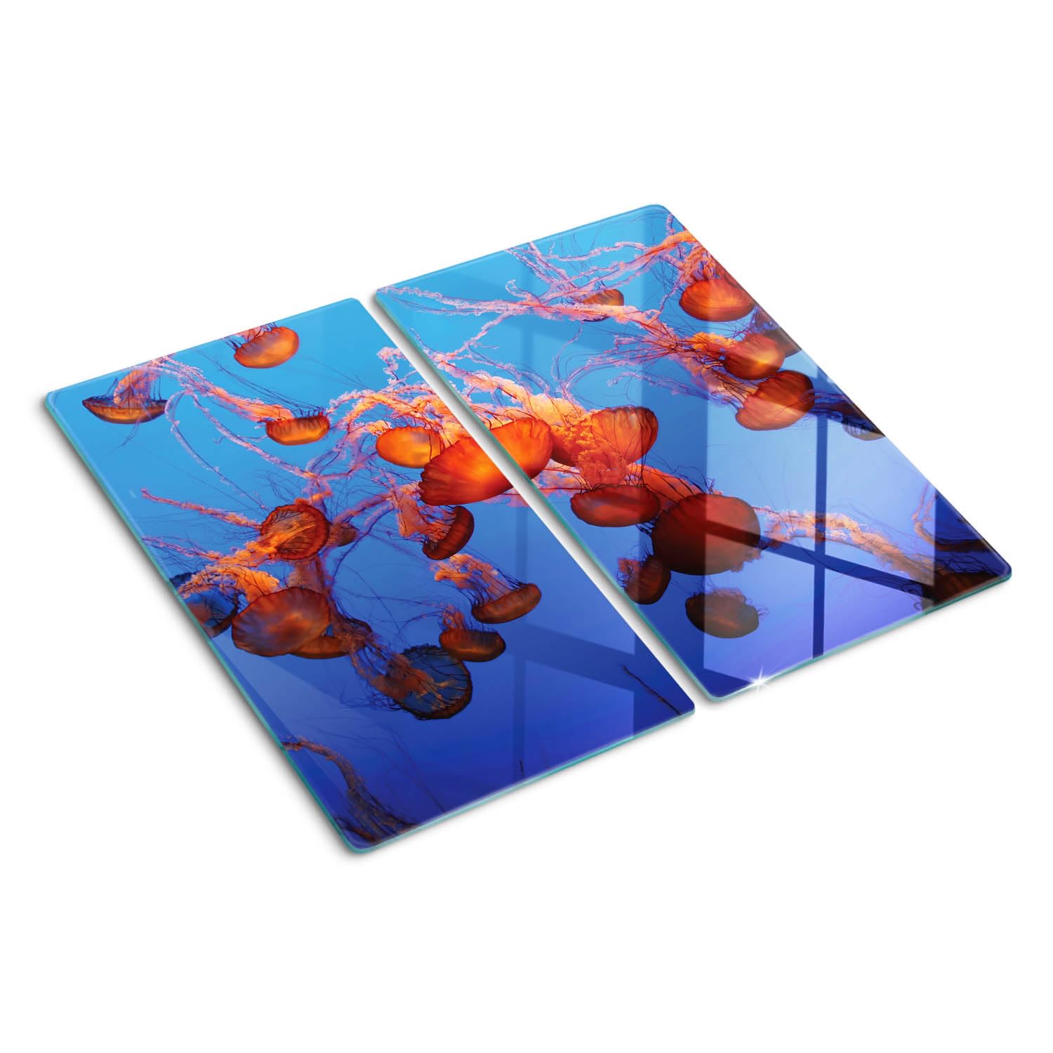 Planche à découper en verre poli 52x30 cm et fond de hotte motif cheval arabe