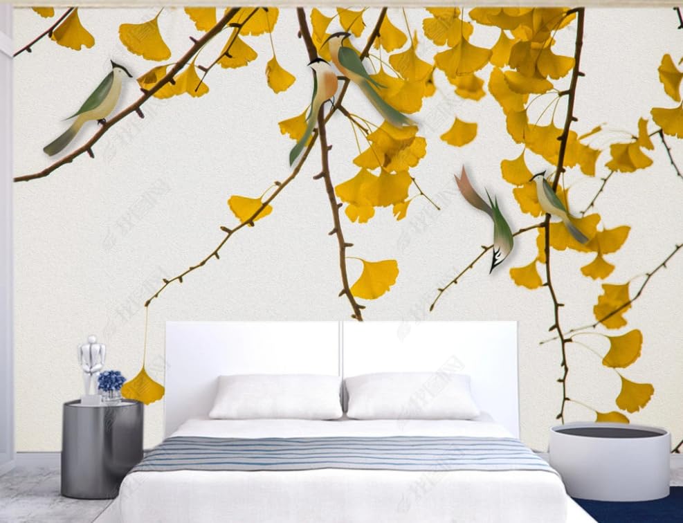 Poster géant mural ginkgo intissé 300x210 pour chambre et restaurant