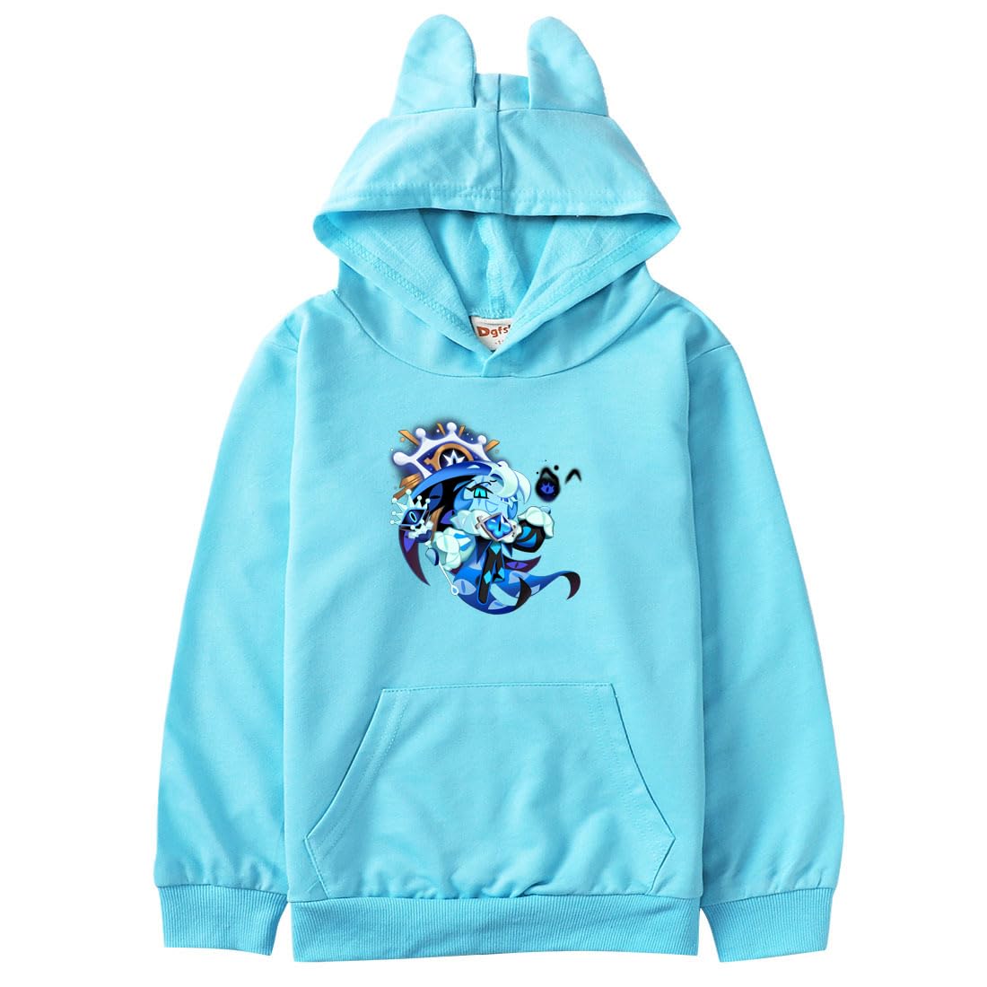Hzsyc Boys Light Blue Shadow Milk Cookie Cat's Ear Shaped Sweatshirt Kids Shadow Milk Cookie Hoodie (,11-12Years)