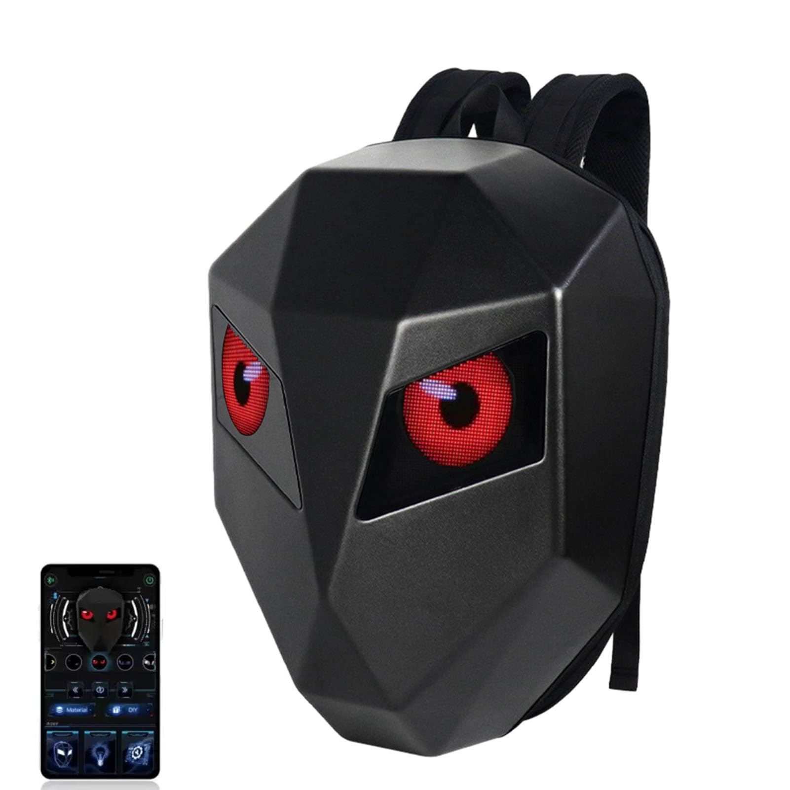 Walfront Wasserdichter LED-Rucksack mit 48 X 48 Auflösung, Vollfarb-LEDBildschirm, App-gesteuerter -programmierbarer LED-Rucksack, Hartschale, USB-betrieben, für Motorradfahren