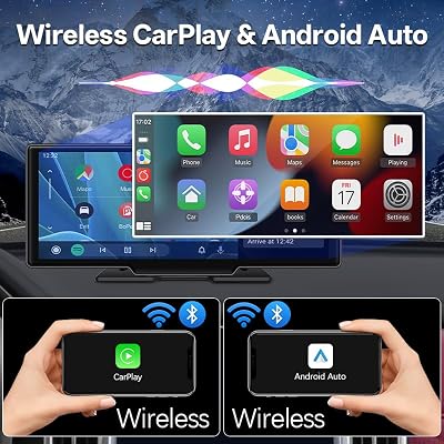 Araba DVR Ekran, 10.26 inç IPS Ekran, Kablosuz CarPlay ve Android Auto, 170 ° Ön Kamera