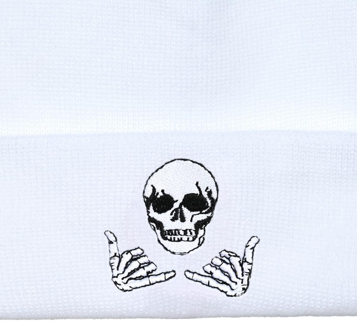 Embroidered Beanie for Men Women Stretch Knited Winter Hat Warm Cuffed Skeleton Hat Skull Cap - Image 3