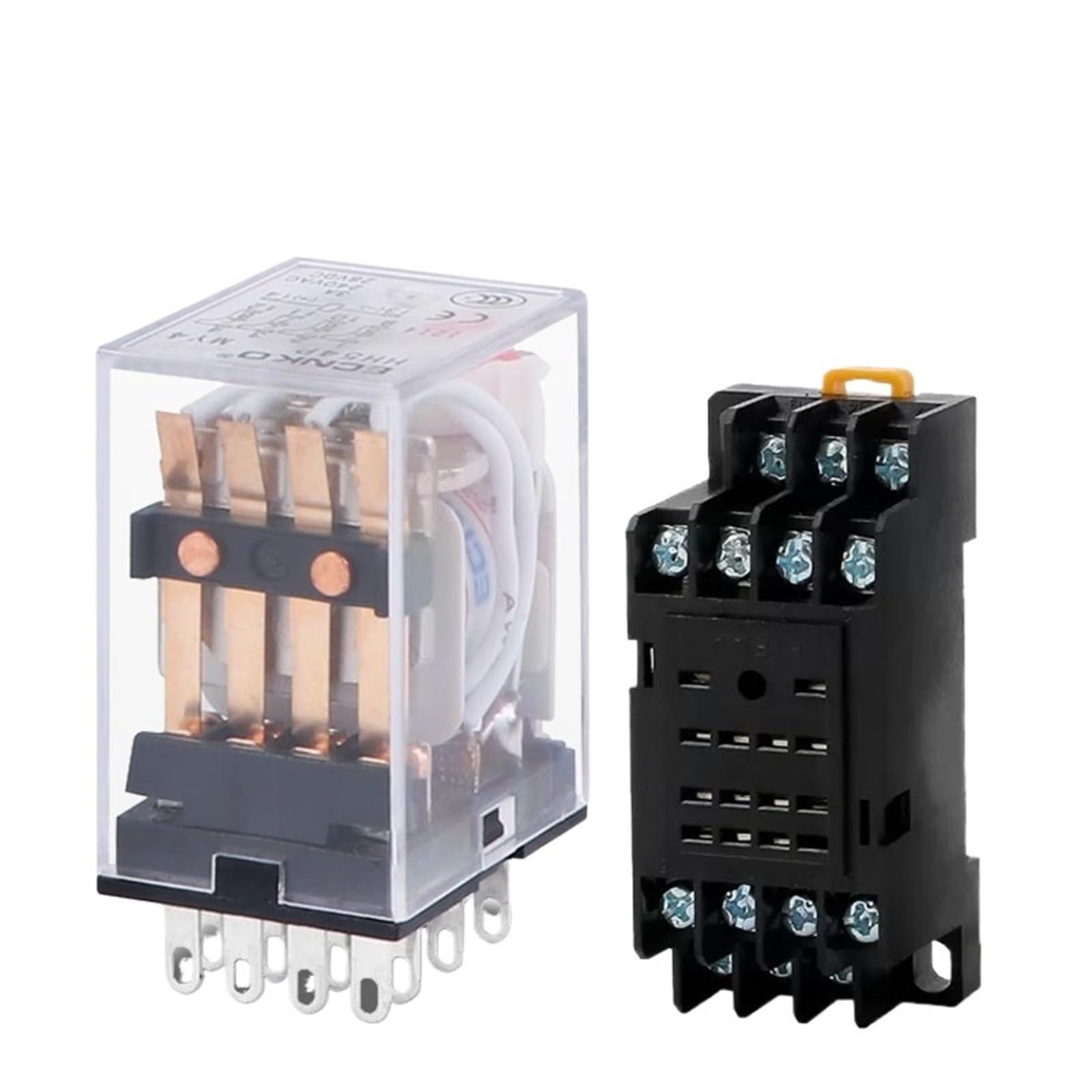 Relé HH54P bobina General Micro Mini interruptor de relé electromagnético con base de enchufe LED AC 110V 220V DC12V 24V 36V(AC (5Pcs),12V With Base)