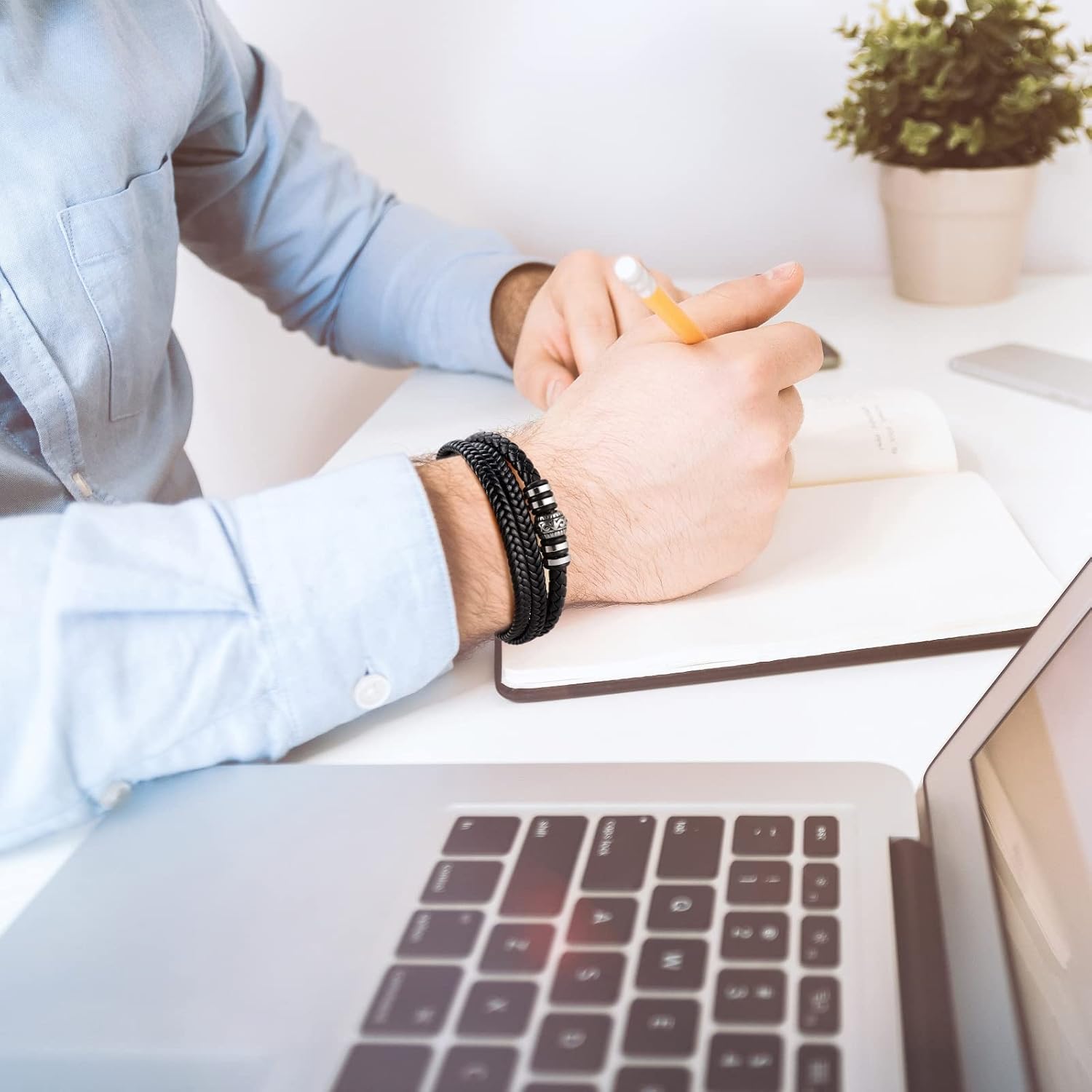 Mens Womens Braided Leather Bracelet Handmade Personalized Bracelets Three Rows of Cowhide Woven Bracelet Graduation Gift To My Son - Image 4