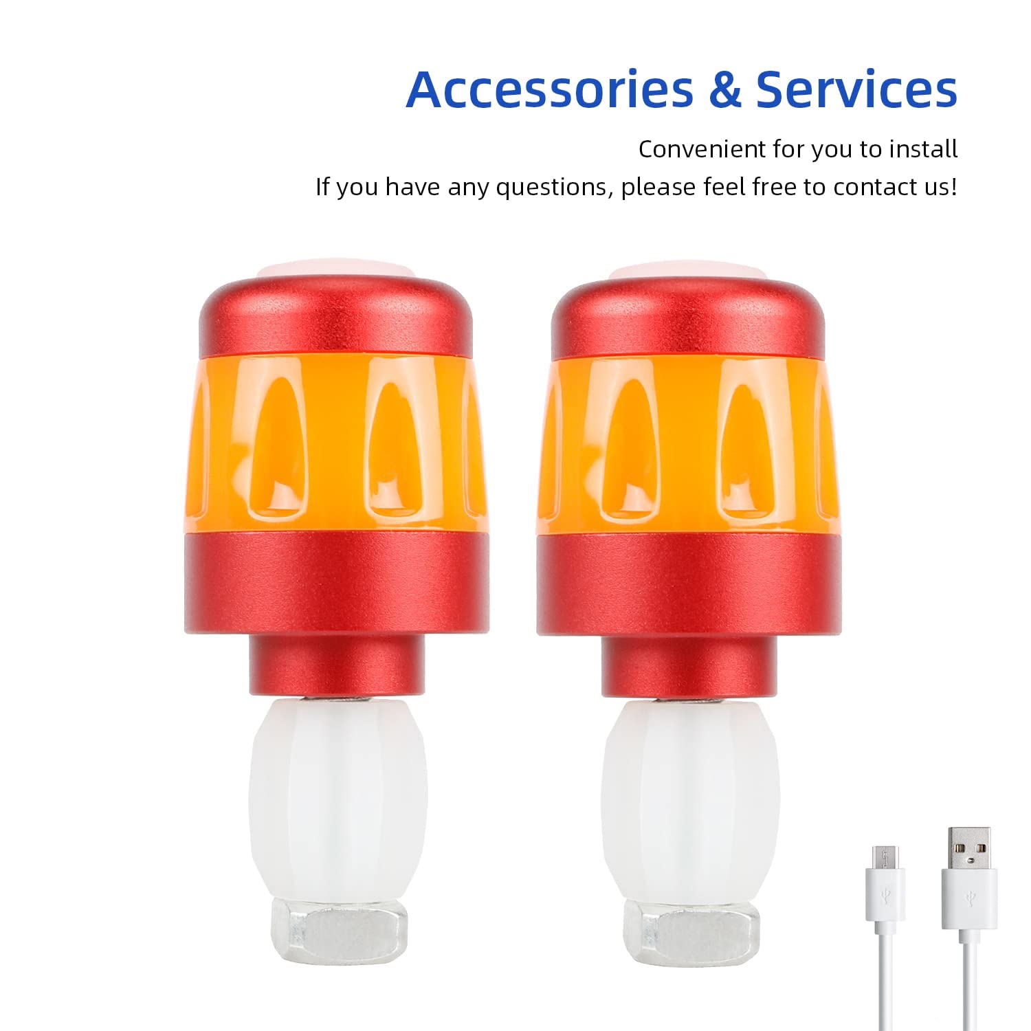 ulip Luz de giro para manillar de bicicleta, intermitentes para scooters eléctricos, recargable por USB, luces de advertencia de seguridad inteligentes, 3 modos de luz, rojo y naranja
