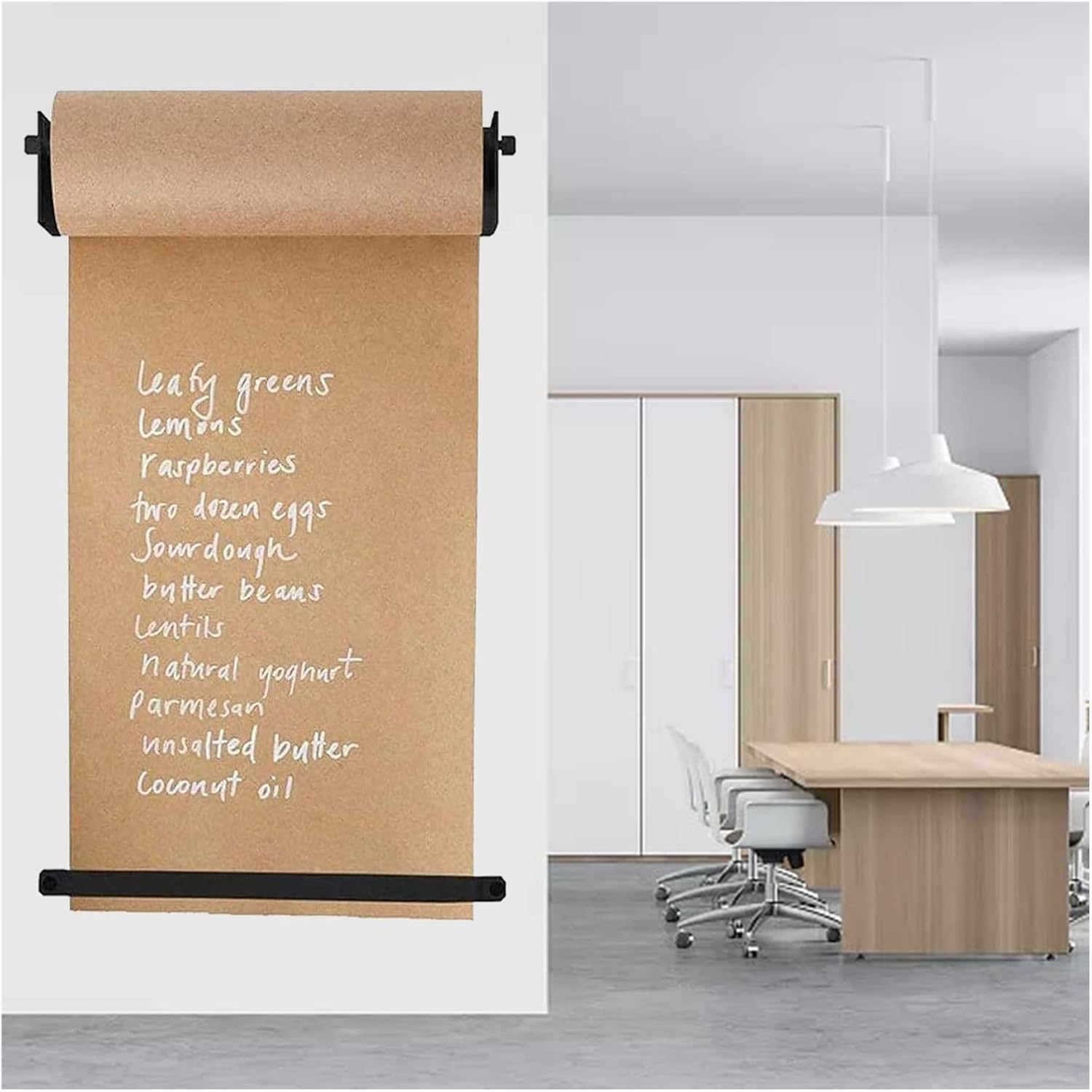 Espositore per rotoli di carta kraft per ufficio/studio, dispenser di carta per appunti con barra di taglio, supporto da parete per rotoli di carta kraft, ideale pe,Steel Frame Wide-127cm/50in