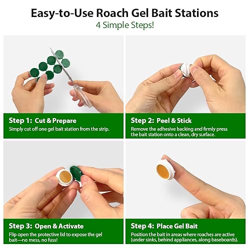 Miniatura 6 de Paquete de 16 estaciones de cebo de gel para cucarachas en interiores, potente mata cucarachas en interiores para infestación de cucarachas, cebo de