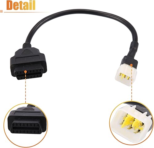 Miniatura 6 de X AUTOHAUX 14.4 in 1.2ft 6 Pin macho a OBDII Cable hembra Cable adaptador de diagnóstico Cable de diagnóstico de la motocicleta OBD2 escáner
