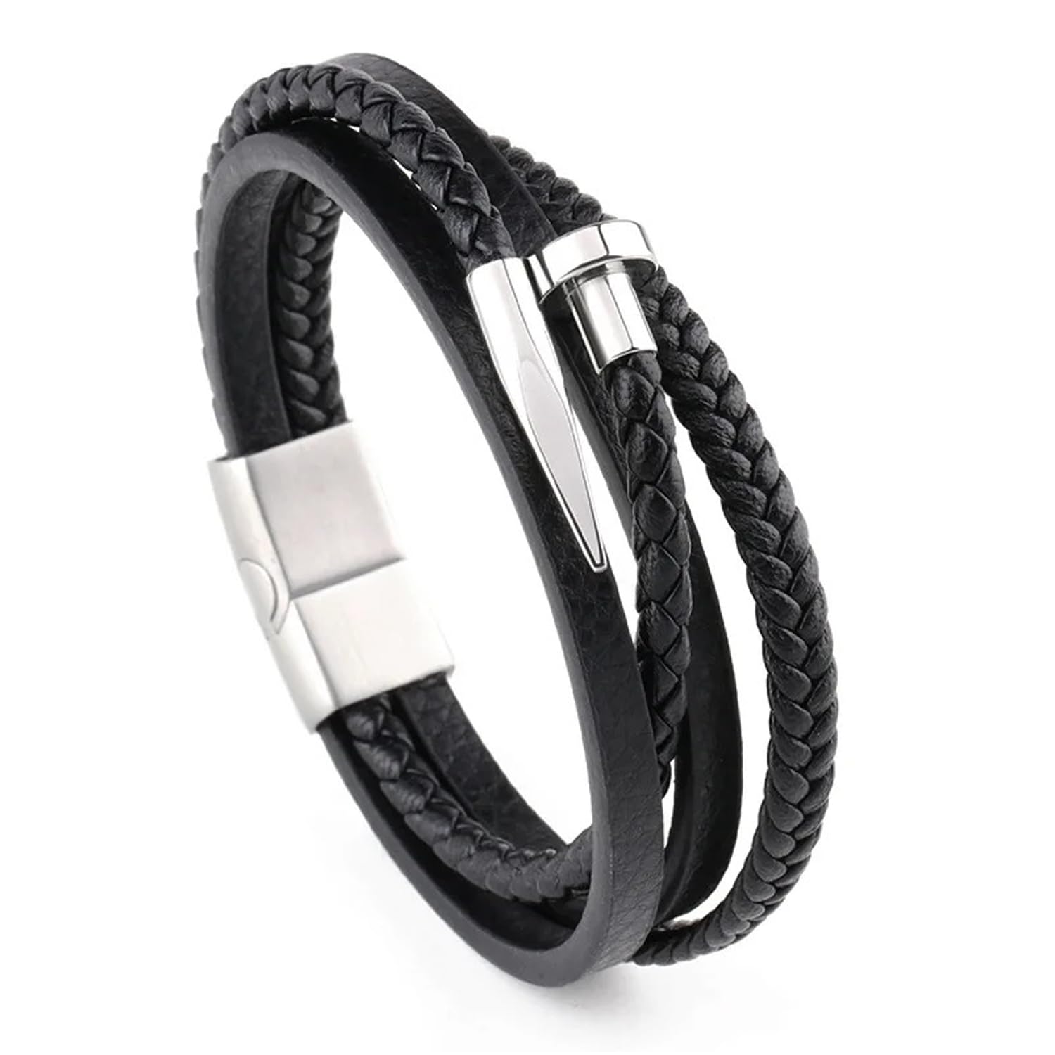 Fashion Frill Bracelet For Men Nail Stainless Steel Stylish Wristwear Leather Bracelets For Men Boys Mens Jewellery (B0CVN6FJZJ) Amazon Price History, Amazon Price Tracker