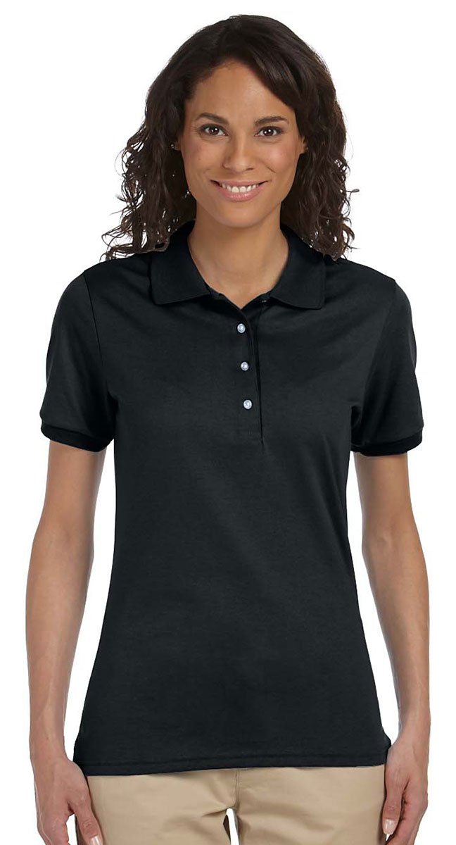 Polo manga corta resistente a las manchas femenino, negro, M (paquete de 5)