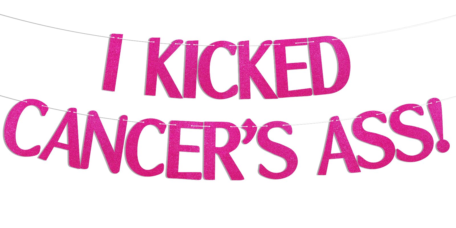 I Kicked Cancer's Ass ! Banner - Peace Out Chemo Banner, Hot Pink Glitter Cancer Survivor Party Decorations, Cancer Free, Chemotherapy, Chemo Finito