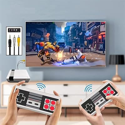 Classic Retro Game Console Built 820 Classic Video Games,Av Output Handheld Game System with Dual Wireless Controllers,Plug and Play.