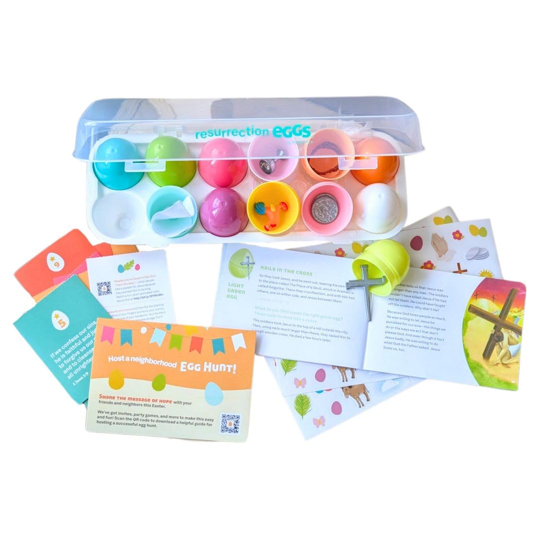 FAMILYLIFE Resurrection Eggs 30th Anniversary Edition – 12 Piece Easter Eggs Set with Booklet & Religious Figurines – Tells The Story of Easter – Eggs for Easter Egg Hunt