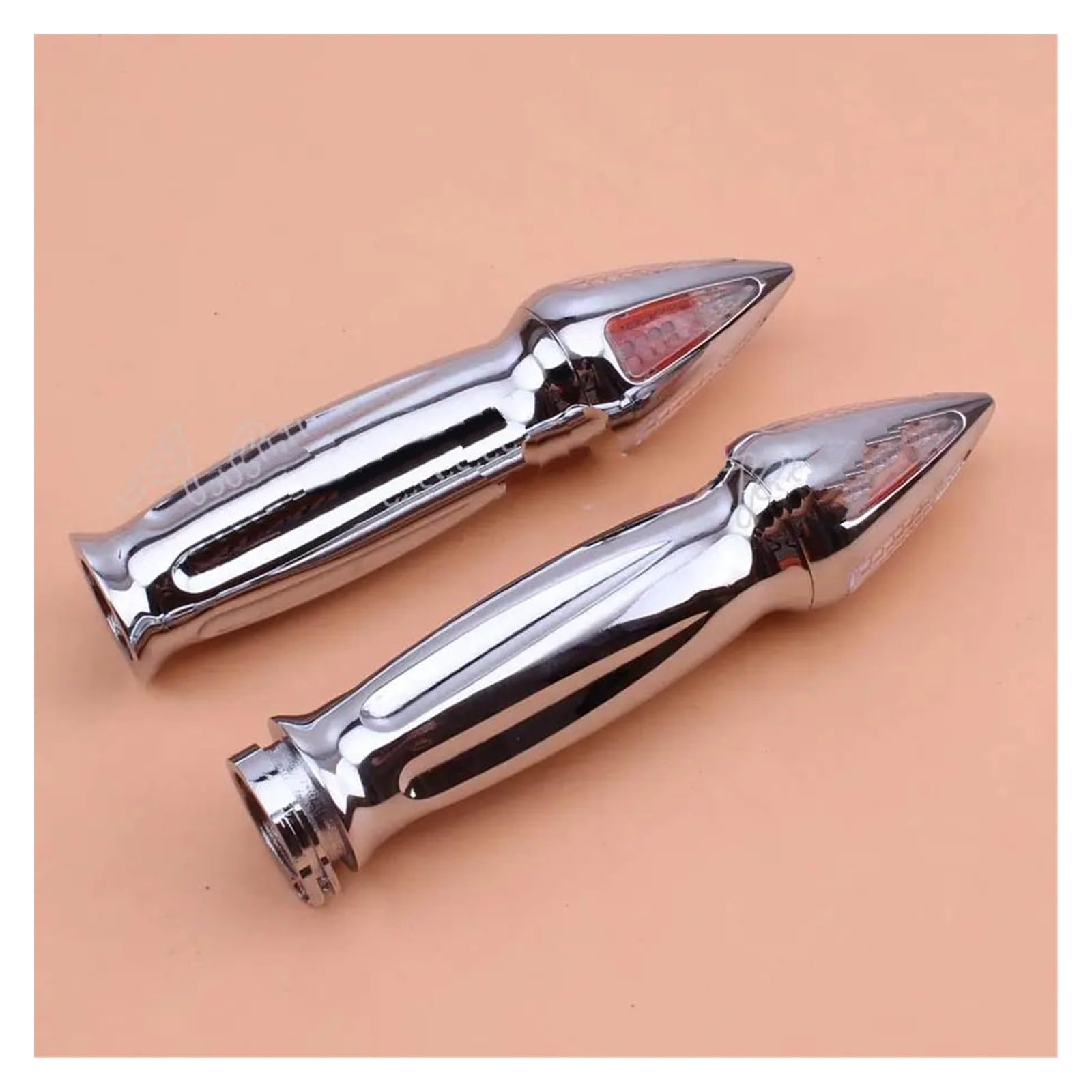 Moto In Alluminio Cromato 1 "Impugnatura Manubrio + Manopole Bar End Indicatore di direzione Luce Ambra per Har&ley Choppers Hond VTX 1300 Manopole manubrio