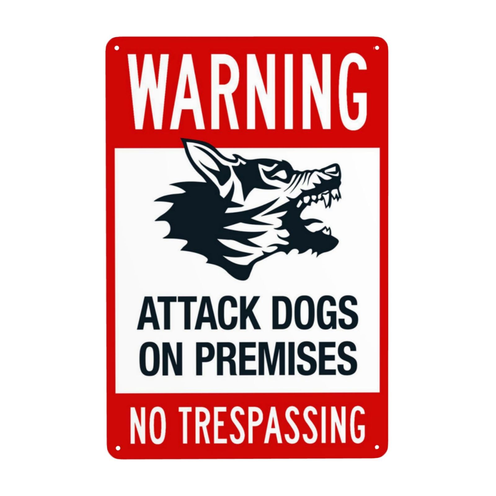 Attack Dogs On Premises, No Trespassing Vintage Metal Warning Sign 12x8 Inch