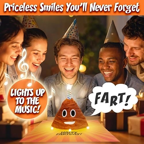 Miniatura 3 de Tarjeta de cumpleaños desplegable de felpa pedos, ilumina y reproduce una versión divertida de música de feliz cumpleaños, divertidas tarjetas de
