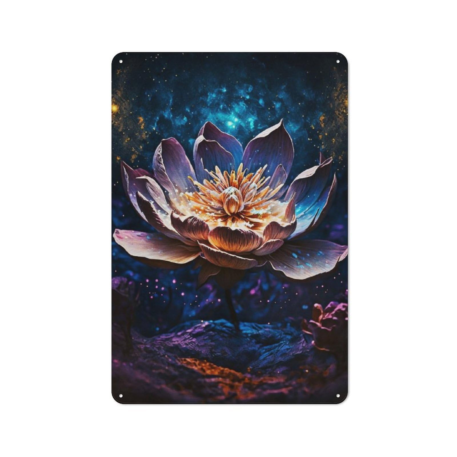 Junmoney Lotus Flower Magic 30X20cm Retro Metal Sign With For Café Or Restaurant, For Collectors Decorating Cafés And Restaurants