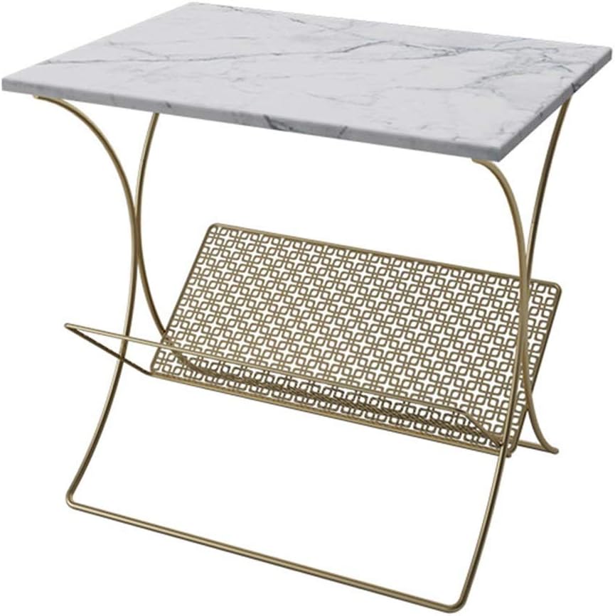 Square Bedside Cabinet Side Table End Table,Nightstand with Metal Leg,Marble Countertops,Contemporary Bedroom Furniture