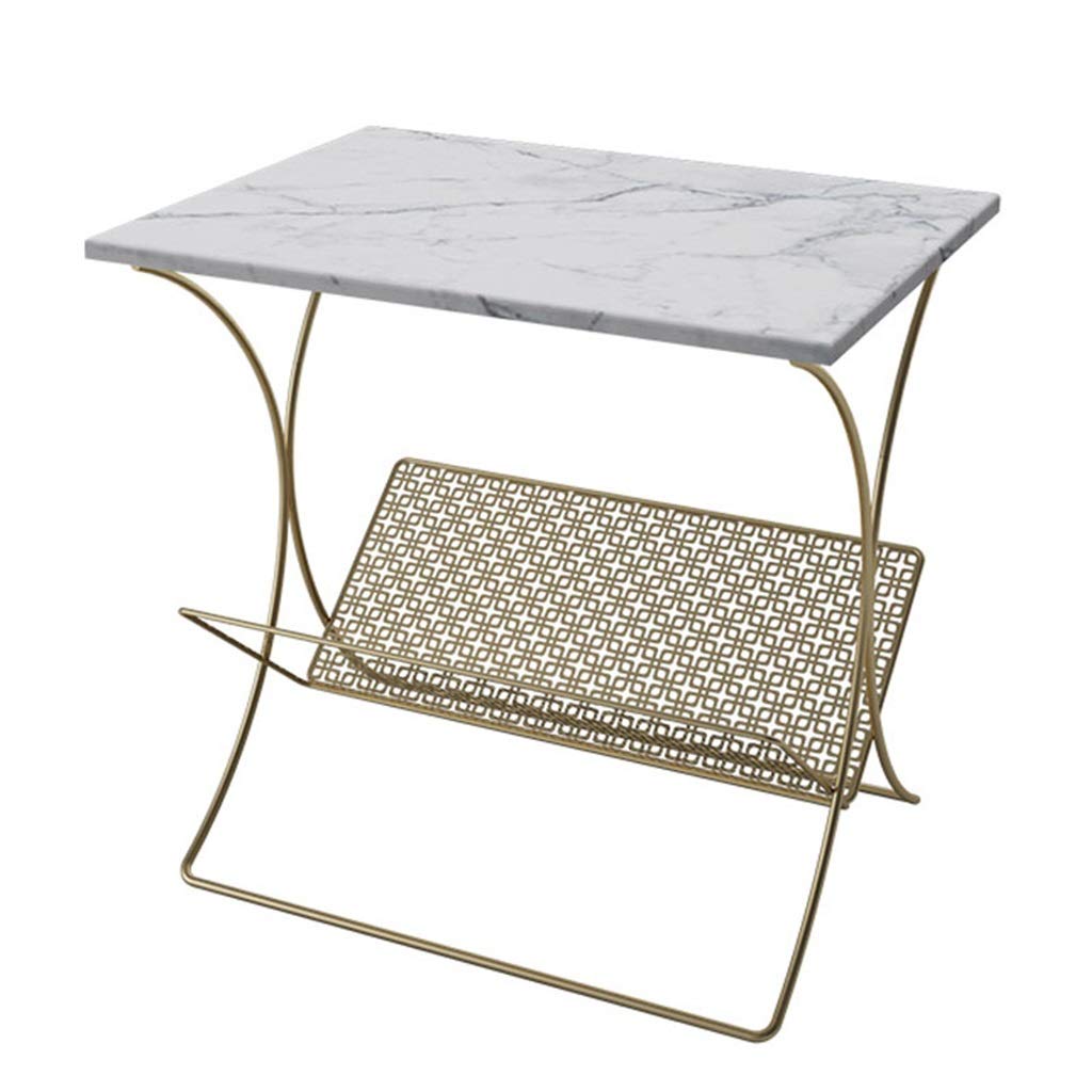 Square Bedside Cabinet Side Table End Table,Nightstand with Metal Leg,Marble Countertops,Contemporary Bedroom Furniture