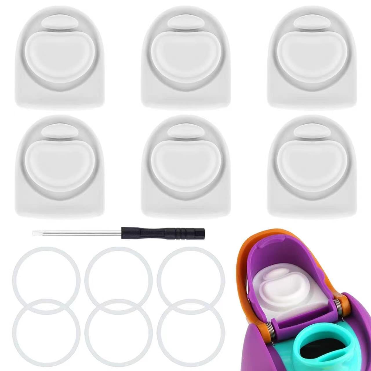 ZUGHXMS 6 Sets Replacement Rubber Stopper and O Ring Gasket Compatible with Owala FreeSip 24oz 32oz,Water Bottle Lid Insert Cap Seal Parts for Owala 16/19/24/25/32/40oz Mouth piece Accessories H2