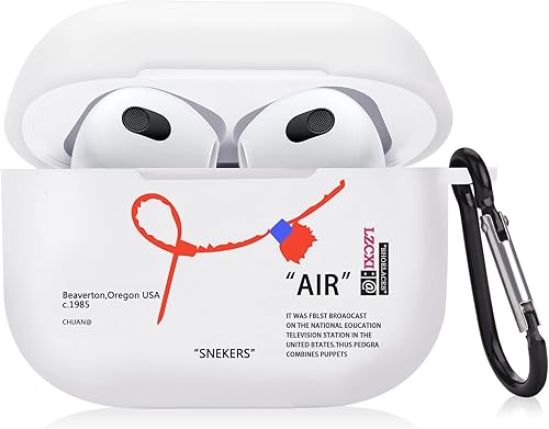 Funda para AirPods 3 con llavero de zapatos deportivos de marca creativa pintada suave compatible con AirPods de tercera generación (blanco)