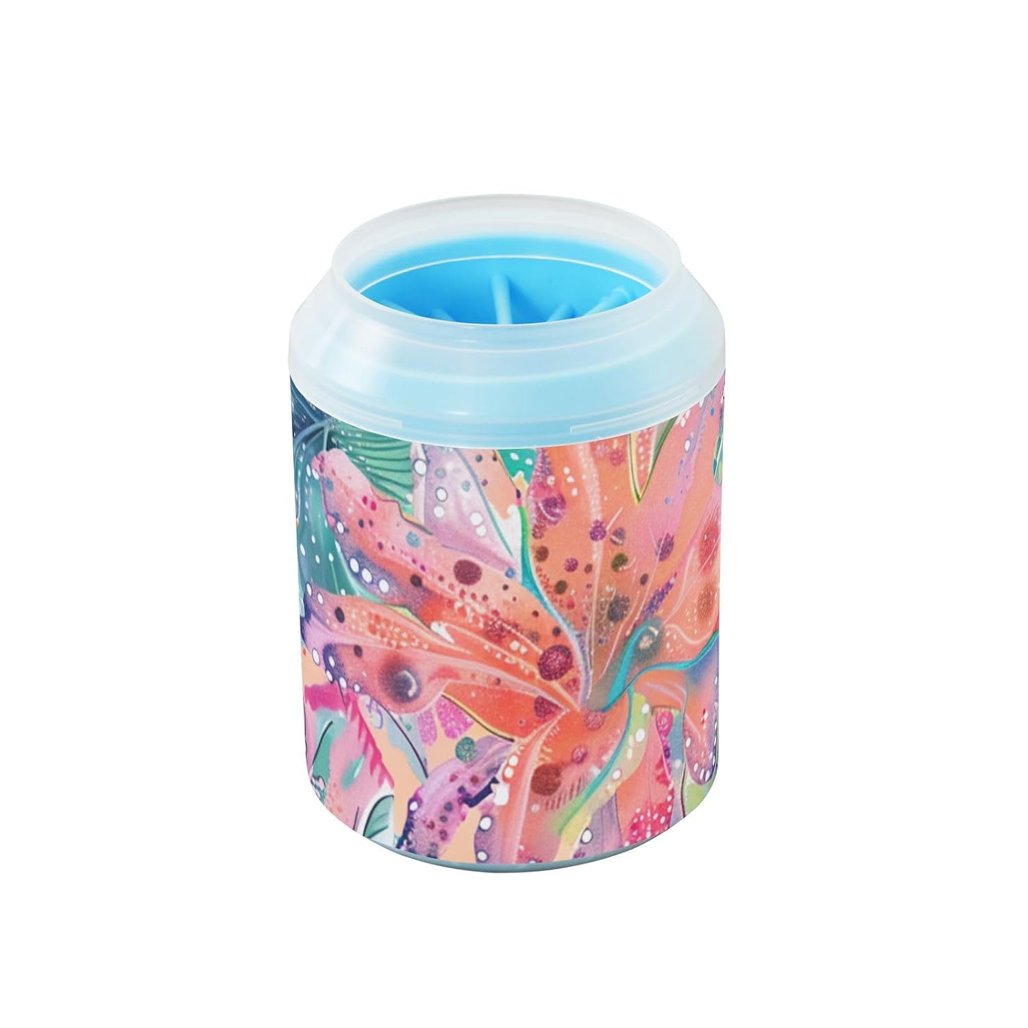Boho Psychedelic Flower Reusable Mud Paw Clean Station with Soft Massage Brush Pets Feet Cleaning Kit for Cats Dogs