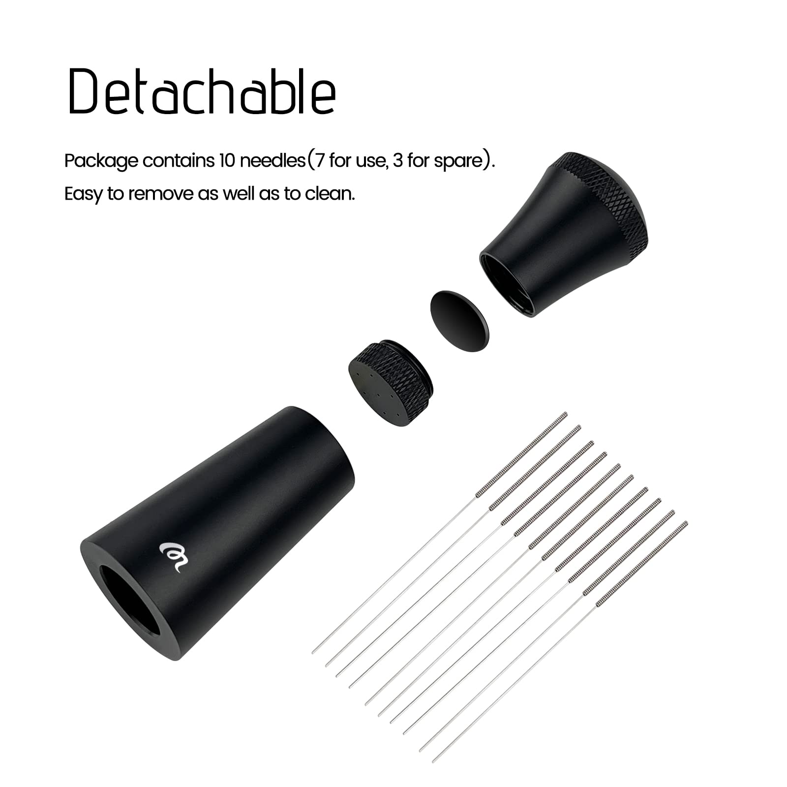 AronYada WDT Tool Per Espresso, Distributore Con 16 Aghi In Acciaio Inox 0,4 Mm, Alloggiamento In Lega Di Alluminio, 8 Aghi Di Ricambio Inclusi, Colore Grigio
