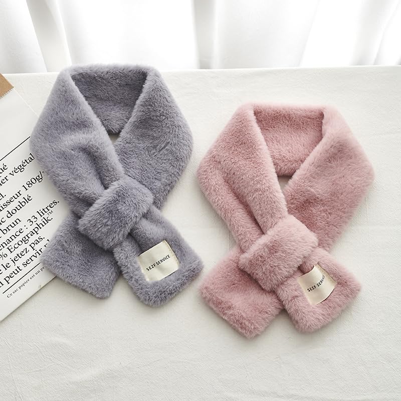 New Fuzzy Criss-Cross Hijab Scarf For Women Plush Fleece Material, Dusty Rose Bib3