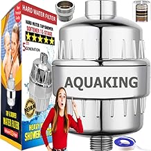 AQUAKING Shower Filter For Hard Water Bathroom Tap Softener Removes Chlorine, Salt, Rust From Borewell, Municipality Water Helps Stop Hair Fall, Get Glowing Skin,15 Stage Pack of 1