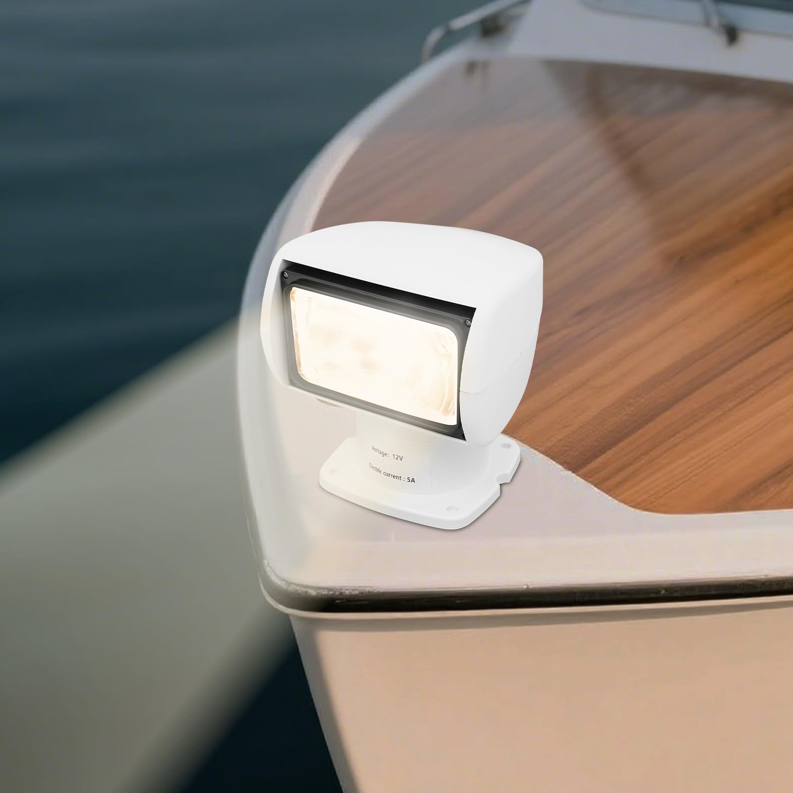 Faro di ricerca da 12 V, faro aggiuntivo per barca, con potenza | Luce di posizione flessibile per barca con telecomando, girevole a 320°/75°, IP65/IP55, impermeabile per yacht e barca da