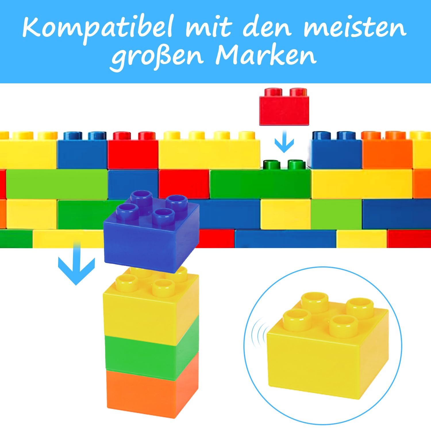 Cabeeskii Grote bouwstenen, 60 stuks grote bouwstenen sets voor leeftijd 3-5, compatibel met Duplo bouwstenen, ideaal speelgoed voor peuters vanaf 3 jaar