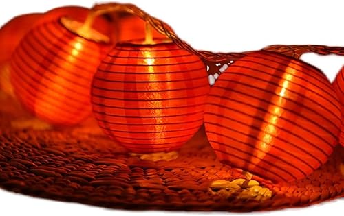Miniatura 6 de Dreamworth Guirnalda de luces rojas de 13.1 pies13.1 ft, 20 linternas colgantes con pilas para Año Nuevo chino, festival de primavera, boda,