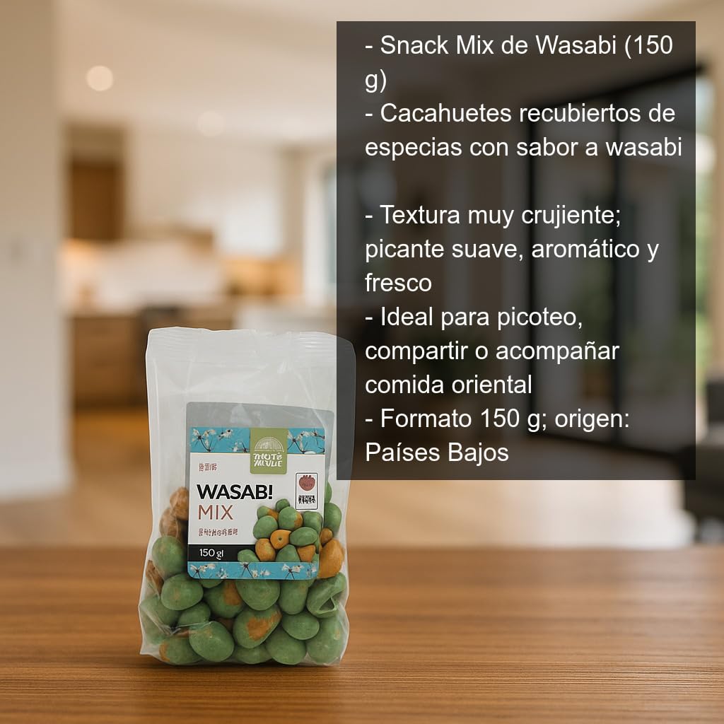 Snack Mix de Wasabi 150g Pack 2 Unidades Aperitivo Crujiente de Cacahuetes Picante Sabor Asiático