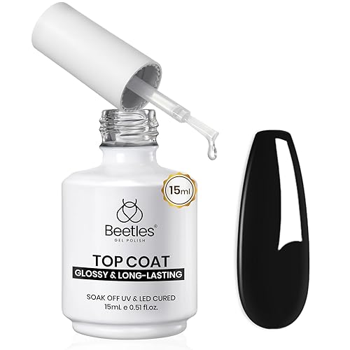 beetles Gel Polish Capa superior de gel que no se limpia 0.5 fl oz (0.5 fl oz), esmalte de uñas de gel de alto brillo de larga duración, esmalte de