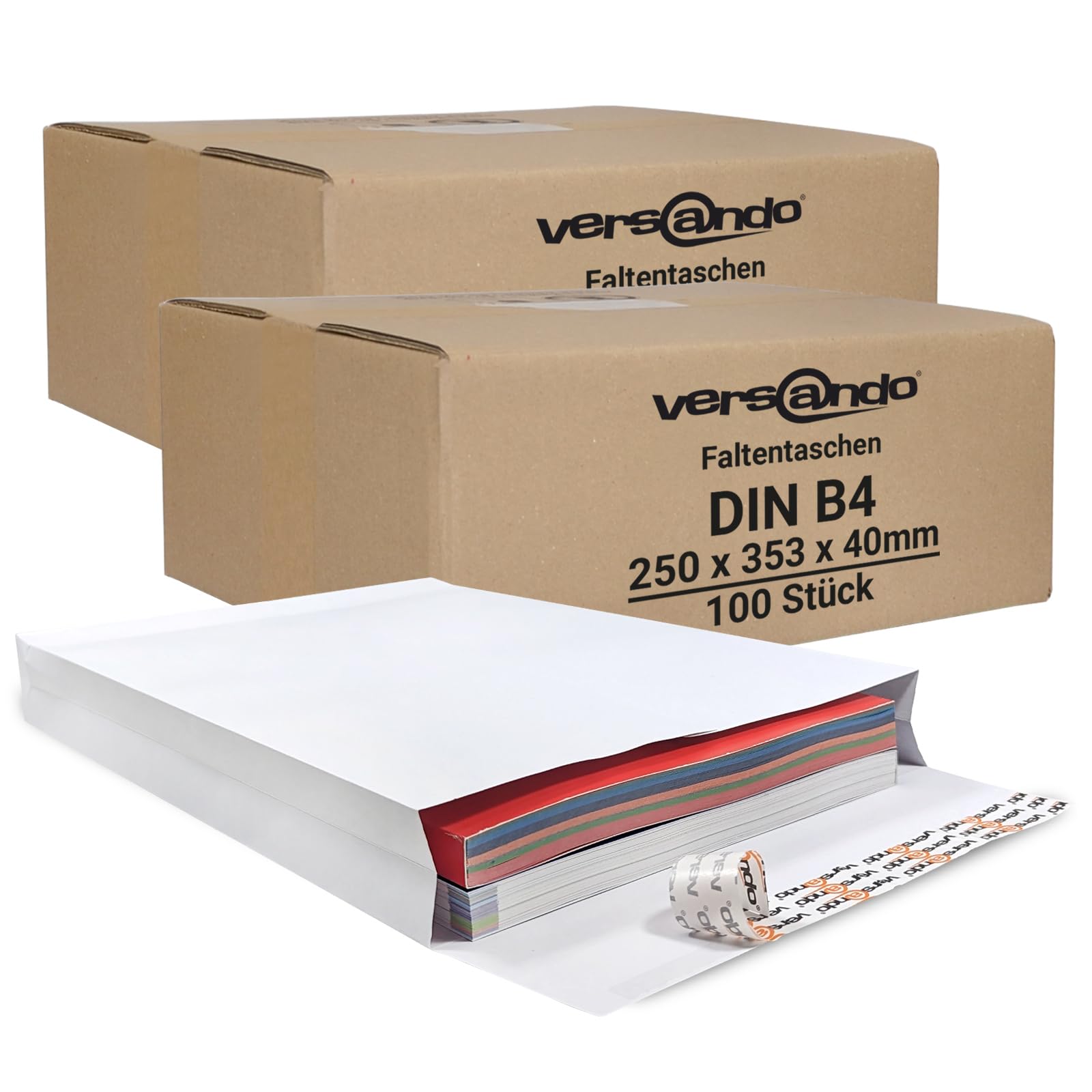 versando 200 buste pieghevoli, formato DIN B4 (250 x 353 x 40 mm), 4 cm,