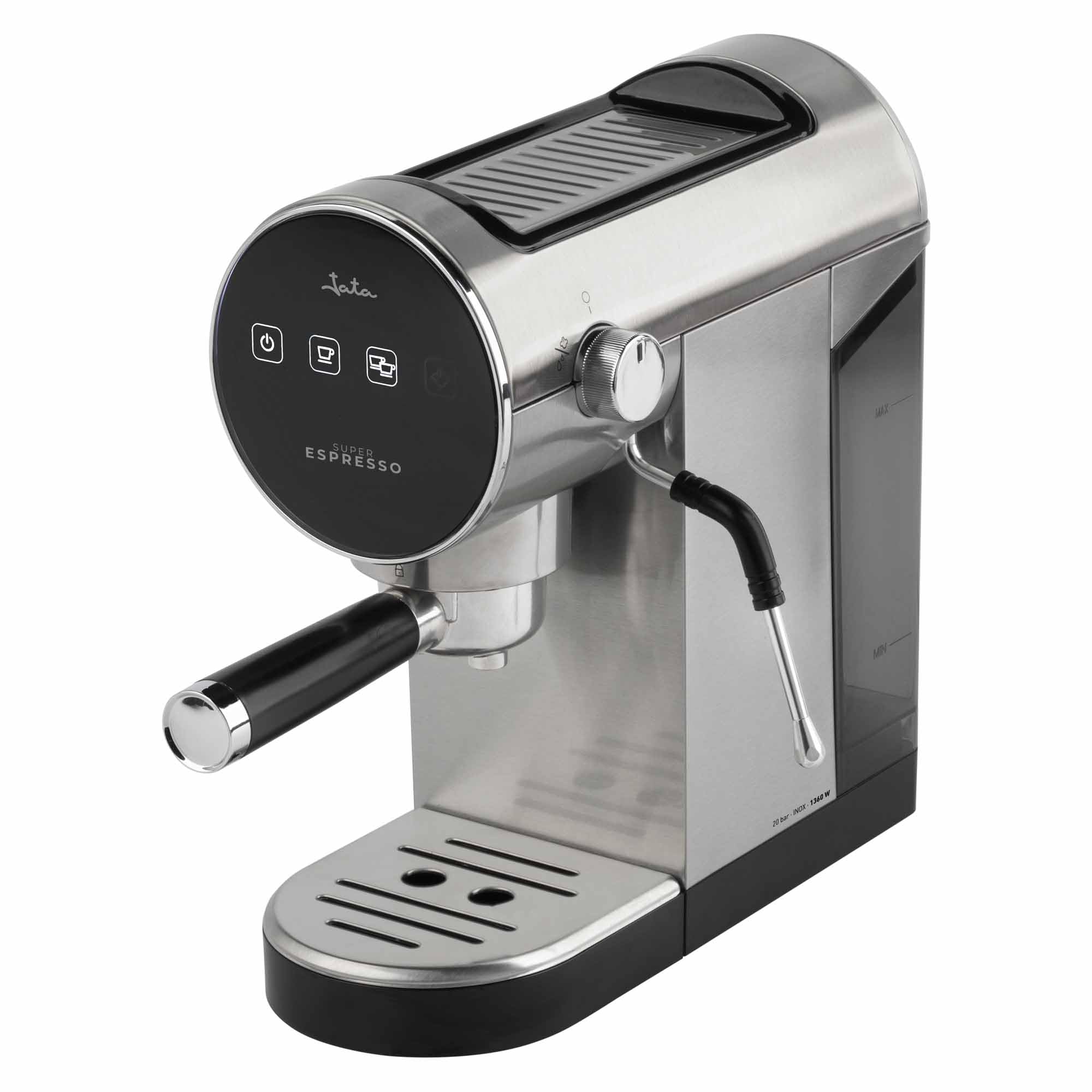 JATA JECA2300 - Cafetera Express Manual 1360 W. Presión 20 Bares. Brazo Portafiltros con Doble Salida. Espresso. Vaporizador. Calientatazas. Depósito extraíble de 0,9 L