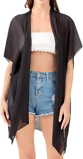 Belle Dame Women’s Sheer Chiffon Draped Kimono Loose Cardigan Casual Dress Beach Cover Up (Free Size)