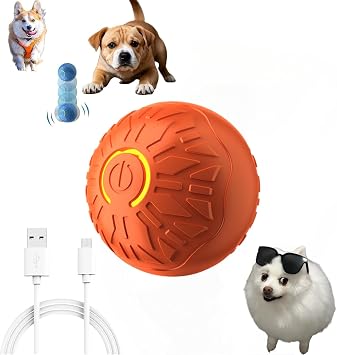 Interactive Dog Ball, Activated Automatic Rolling Ball for Dog, Self Moving Vibrating Smart Jumping Automatic Moving Bouncing and Rotating Balls for Pets Orange
