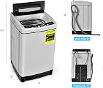 COSTWAY Portable Washing Machine, 11Lbs Capacity Full-automatic Washer with 8 Wash Programs, LED Display, 10 Water Levels, Compact Laundry Washer and Spinner Combo for Apartment Dorm, Grey