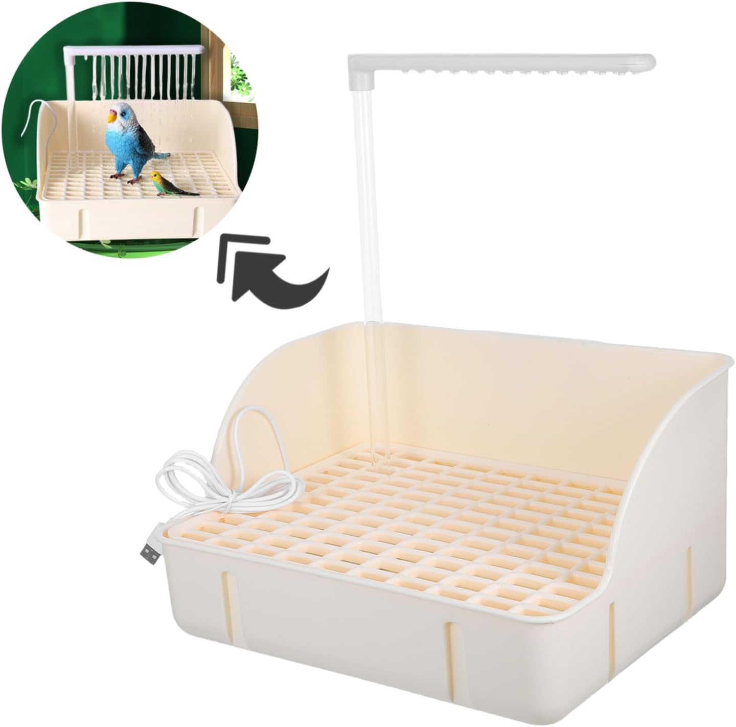 BESPORTBLE Outdoor Bird Bath with Automatic Circulating Water System for Birds Parrot Shower Bath Tub with Faucet for Clean and Fresh Water Garden