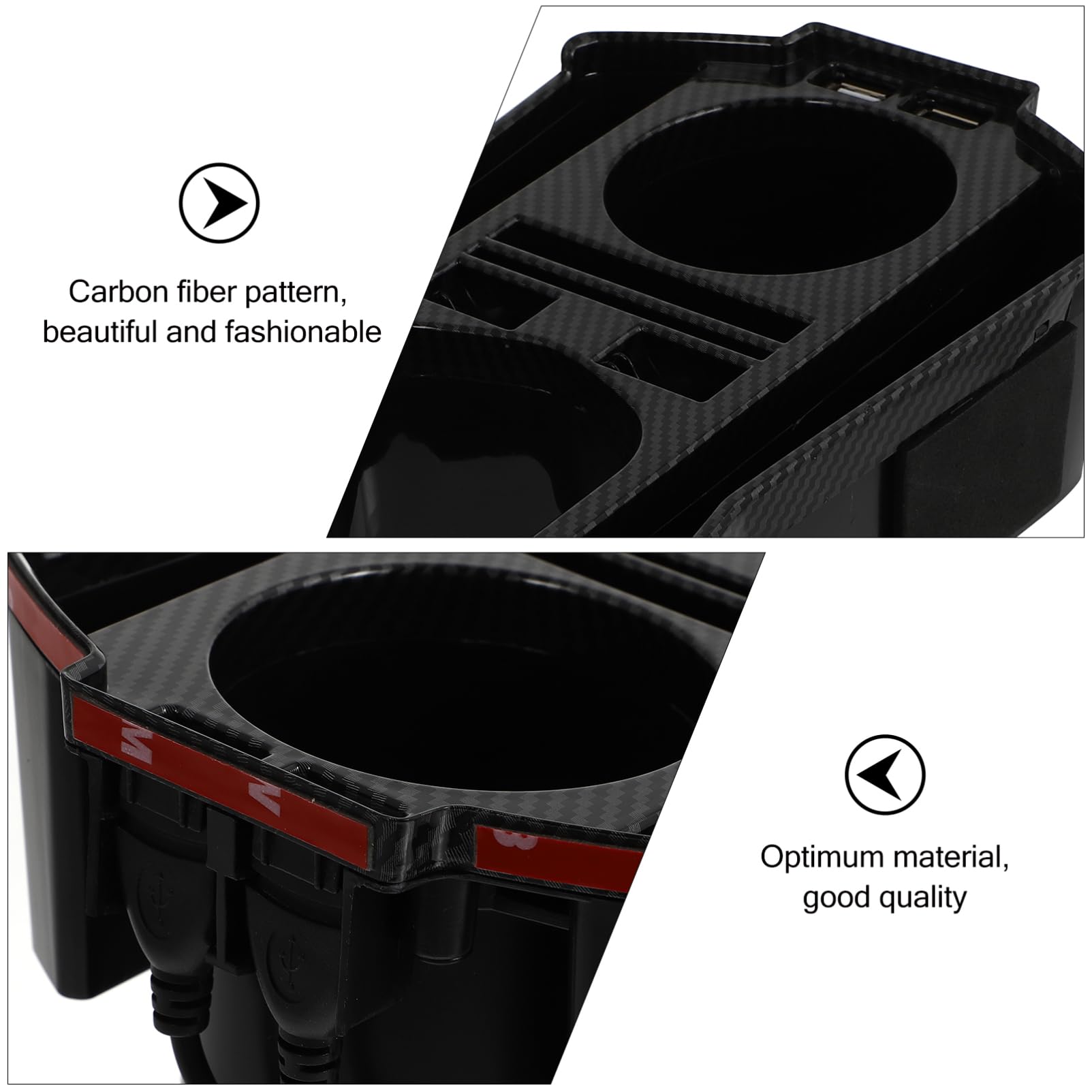 Amosfun 2 Pezzi Scatola Portaoggetti per Console Centrale Auto con Porta USB e Portabicchieri Organizer Pratico per Accessori Auto Facile Installazione Senza Modifiche per Viaggi Lunghe