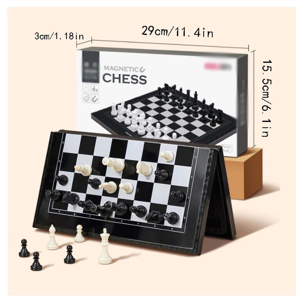 ZAW Scacchi Set di Scacchi Pieghevoli Portatili con Scatola di stoccaggio, Pezzi di Scacchi magnetici 64 Scacchiera griglia for Principianti e Adulti (28,5 * 30 cm) Chess (Color : Chess Set)
