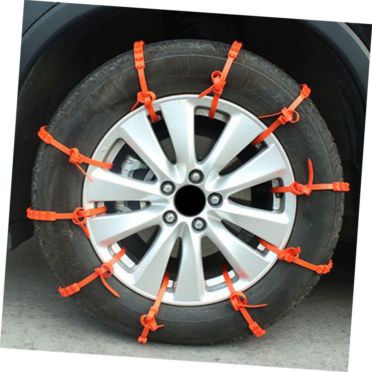 Kichvoe 10Pcs Car Tire Chains for Pickup Trucks Passenger Cars Non Slip Zip Tie Emergency Traction Tool Winter Driving Skid Vehicle Snow Chains Easy Install