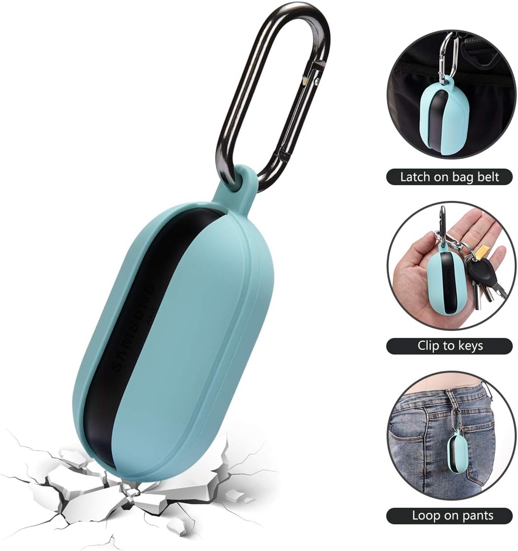Teyomi Soft Silicone Case for Galaxy Buds+ Plus Case(2020) /Samsung Galaxy Buds Case(2019) with Anti-Lost Keychain, Shockproof, Anti-Dust, Protective Case Cover(Light Blue)