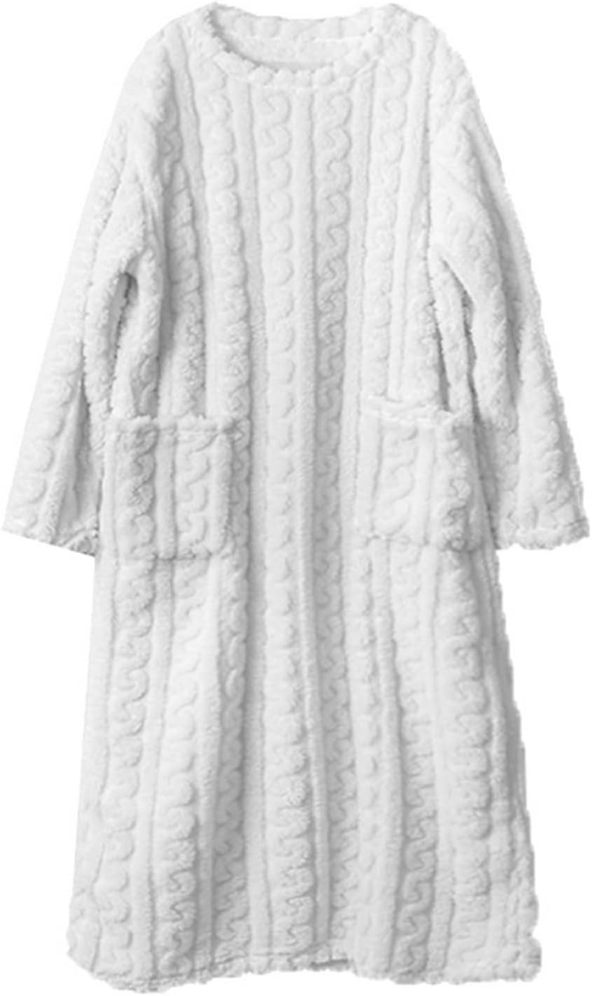 Women's Flannel Nightgown, Fuzzy Fleece Cozy Plush Warm Winter Pullover Loungewear Sleepdress with Pocket - Image 7