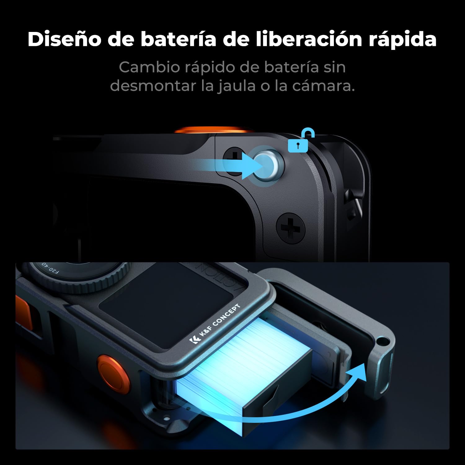 K&F CONCEPT Kit de Agarre Urbano con Jaula, Soporte empuñadura para cámara Compatible con dji Osmo Action 6, Agarre rápido con Obturador, Zapata fría, Accesorios acción cámara
