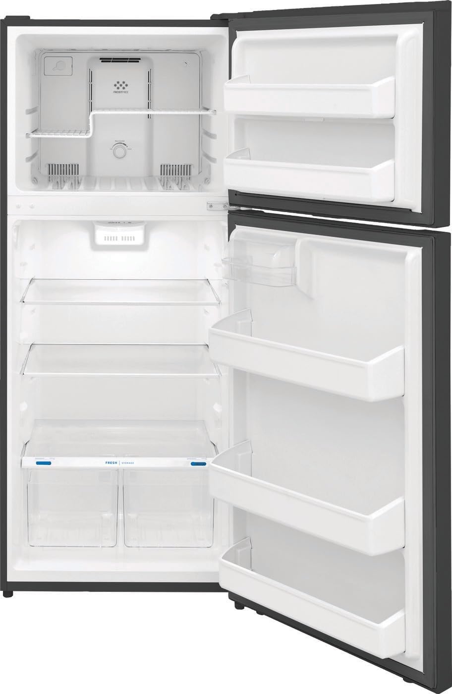 Frigidaire FFHT1822UV 18 cu. ft. Refrigerator with Spacious Interior Storage, Humidity Controlled Crispers to keep produce fresh for longer, Bright LED Lighting, Energy Star Certified, in Silver